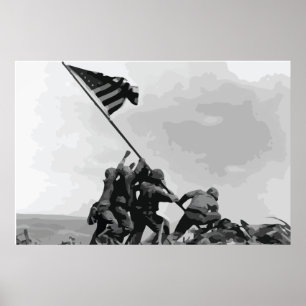Die Flagge auf Iwo Jima hissen altes Poster