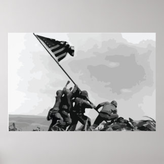 Die Flagge auf Iwo Jima hissen altes Poster