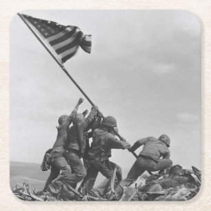 Die Flagge auf Iwo Jima hissen Rechteckiger Pappuntersetzer
