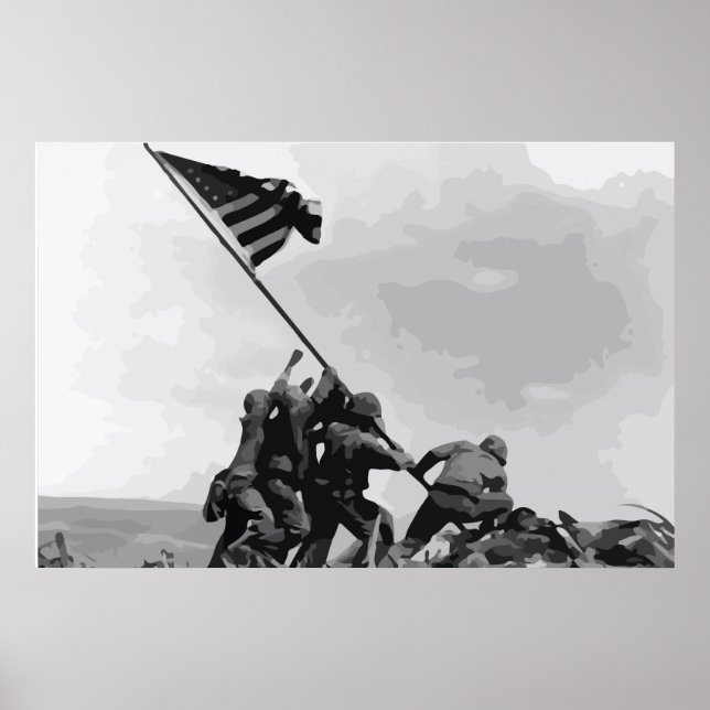 Die Flagge auf Iwo Jima Vintage Poster (Vorne)