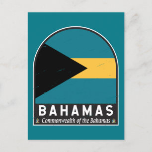 Die Flagge der Bahamas Emblem Abgenutzt Vintage Postkarte