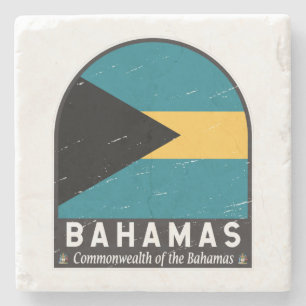 Die Flagge der Bahamas Emblem Abgenutzt Vintage Steinuntersetzer
