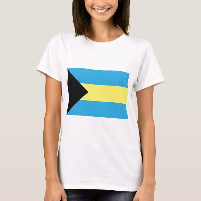 Die Flagge der Bahamas im Schwarzen Aquamarin und  T-Shirt (Vorderseite)