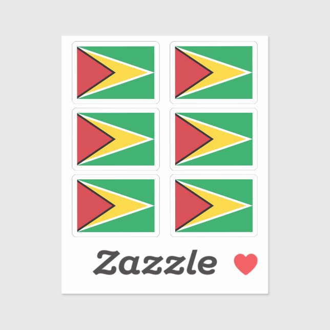 Die Flagge der Sammlung von Guyana von 6 Aufkleber (Blatt)