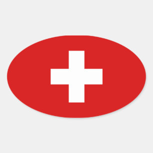 Die Flagge der Schweiz Ovaler Aufkleber