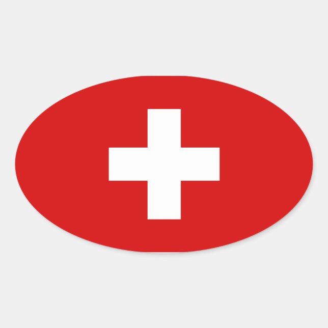 Die Flagge der Schweiz Ovaler Aufkleber (Vorderseite)