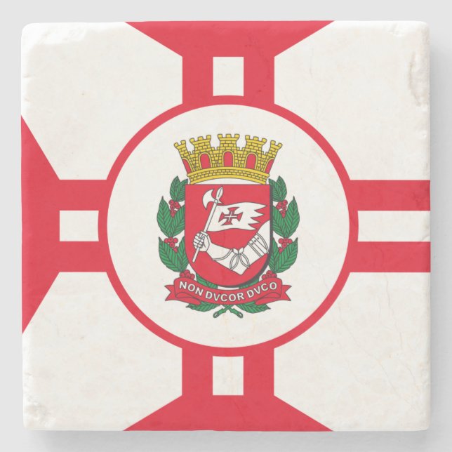 Die Flagge der Stadt São Paulo Steinuntersetzer (Vorderseite)
