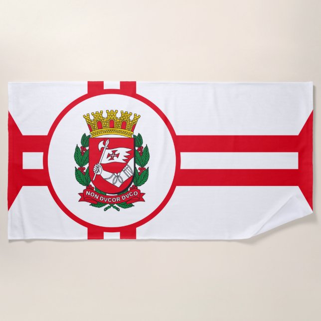 Die Flagge der Stadt São Paulo Strandtuch (Vorderseite)