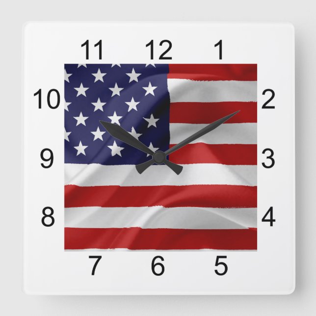 Die Flagge der USA Quadratische Wanduhr (Vorderseite)