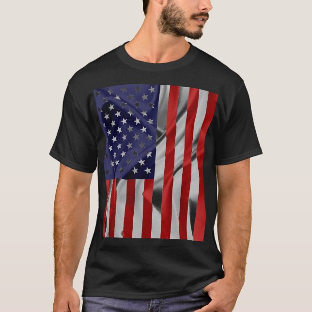 Die Flagge der USA Schwarz T-Shirt (Vorderseite)