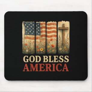 Die Flagge der USA überquert Gott segne Amerika bl Mousepad