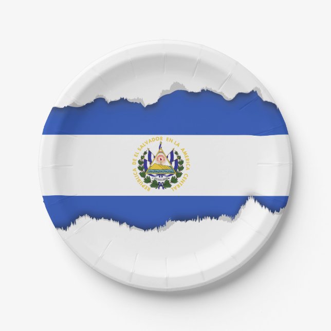 Die Flagge El Salvadors Pappteller (Vorderseite)