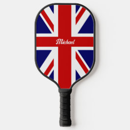 Die Flagge Großbritanniens mit Namen oder Text Pickleball Schläger