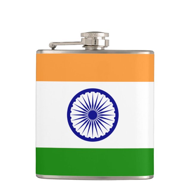 Die Flagge Indiens Vinyl Wrapped Flask Flachmann (Vorderseite)
