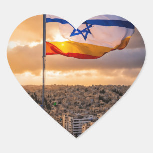 Die Flagge Israels: Symbol der Einheit und Iden Po Herz-Aufkleber