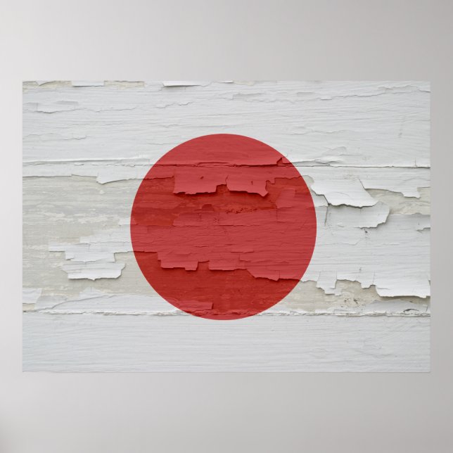 Die Flagge Japans gewittert Poster (Vorne)