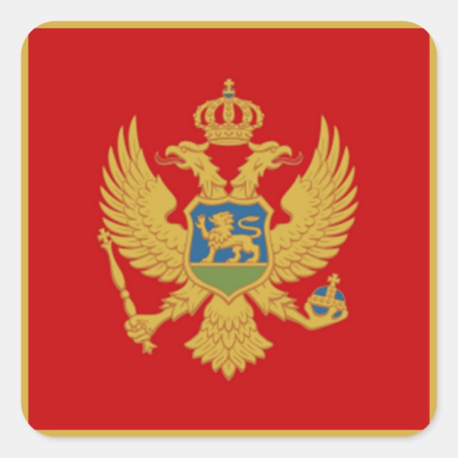 Die Flagge Montenegros Quadratischer Aufkleber (Vorderseite)
