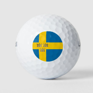 Die Flagge Schwedens mit Drei Kronen Schwedens wur Golfball