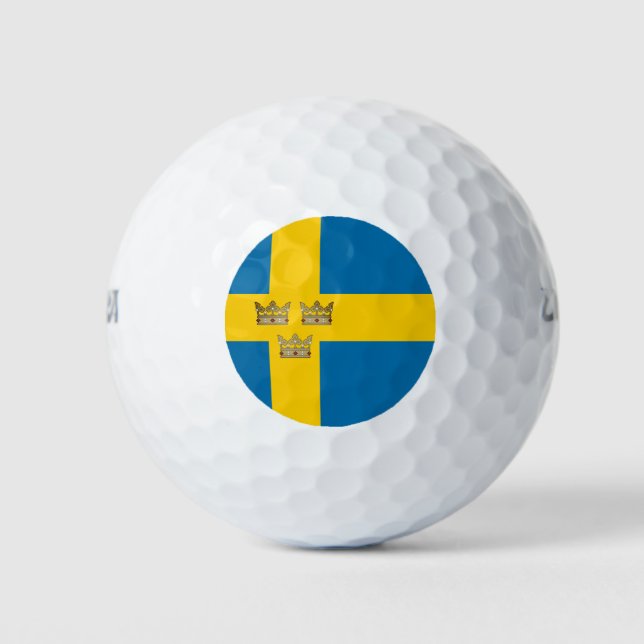 Die Flagge Schwedens mit Drei Kronen Schwedens wur Golfball (Vorderseite)