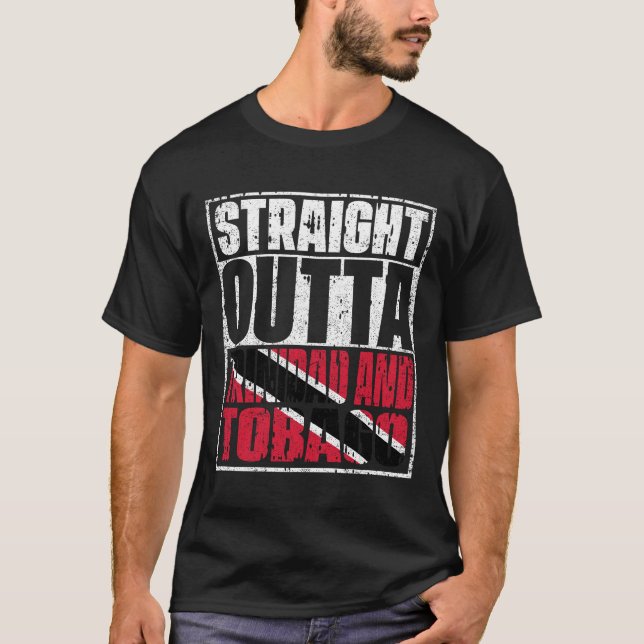 Die Flagge "Straight Outta Trinidad" und "Tobago" T-Shirt (Vorderseite)