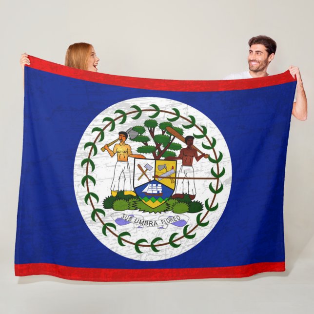 Die Flagge von Belize - ein Tapisserie des Belizis Fleecedecke (Beispiel)