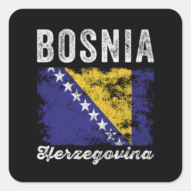 Die Flagge von Bosnien und Herzegowina ist in Schw Quadratischer Aufkleber (Vorderseite)