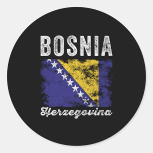 Die Flagge von Bosnien und Herzegowina ist in Schw Runder Aufkleber