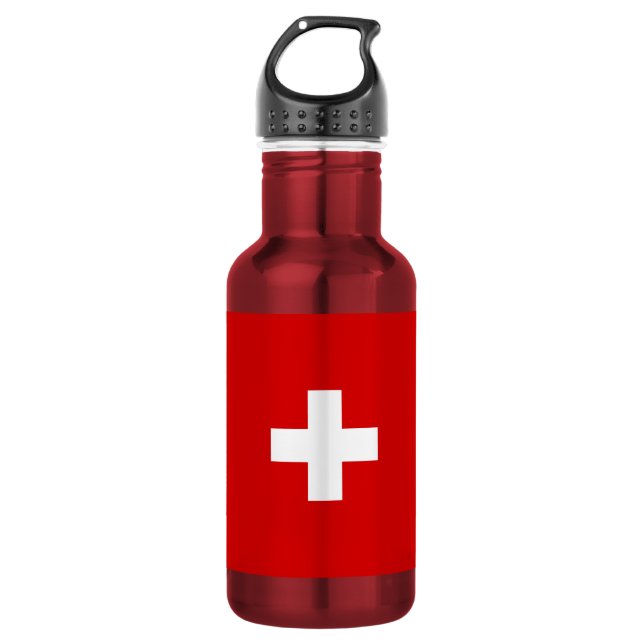 Die Flagge von der Schweiz Edelstahlflasche (Vorderseite)