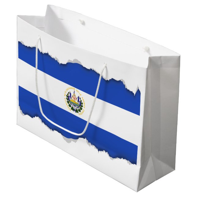 Die Flagge von El Salvador Große Geschenktüte (Vorderseite Schrägansicht)