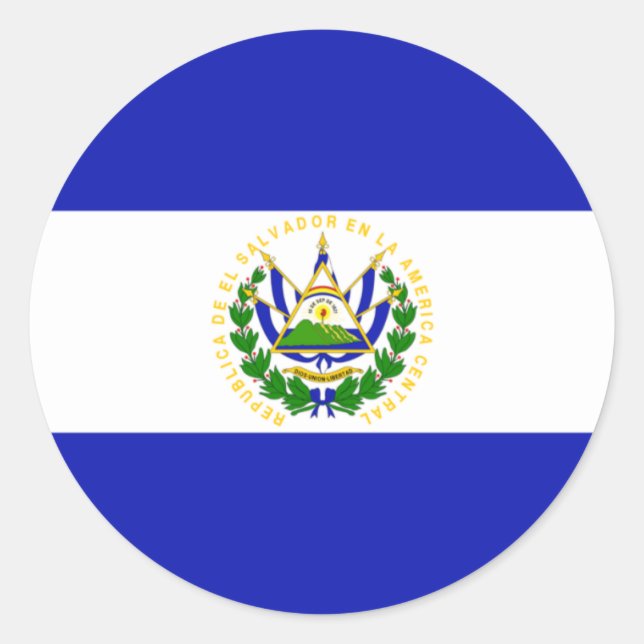 Die Flagge von El Salvador. Runder Aufkleber (Vorderseite)