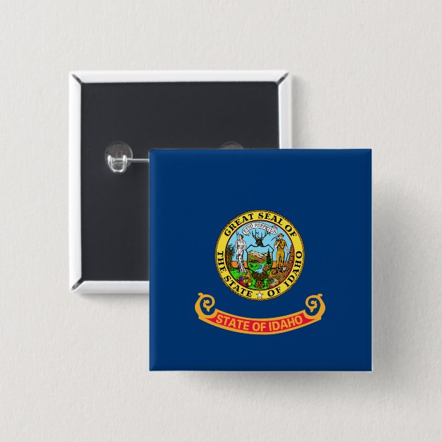 Die Flagge von Idaho: der Staat von Gem, der Ameri Button (Vorne & Hinten)