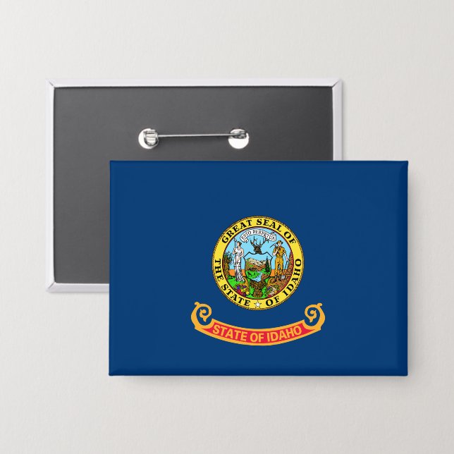 Die Flagge von Idaho: der Staat von Gem, der Ameri Button (Vorderseite/Rückseite)