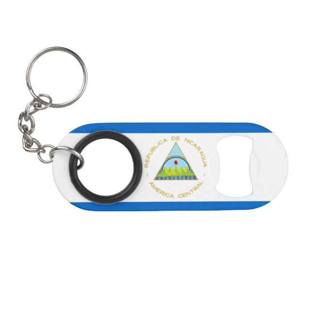 Die Flagge von Nicaragua - Lateinamerika Mini Flaschenöffner (Vorderseite (Horizontal))