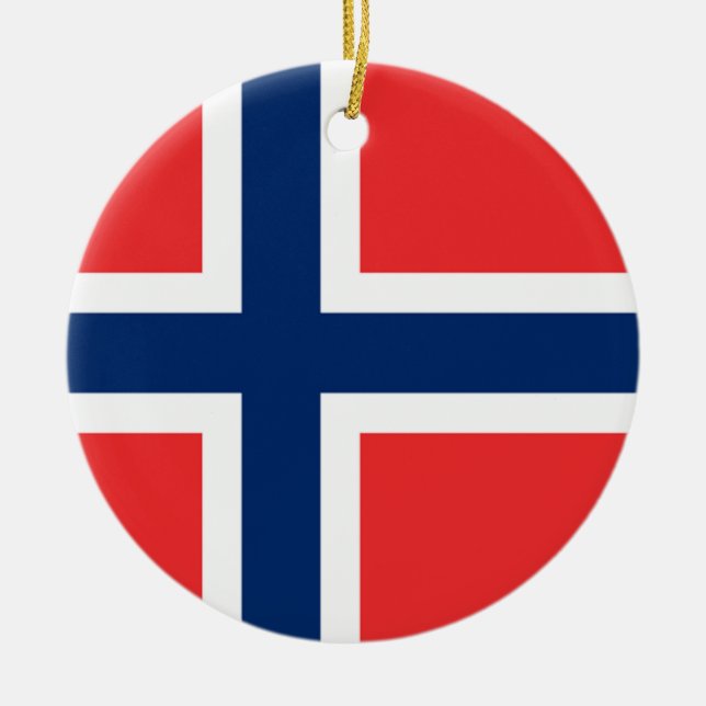 Die Flagge von Norwegen - Skandinavien Keramik Ornament (Vorne)