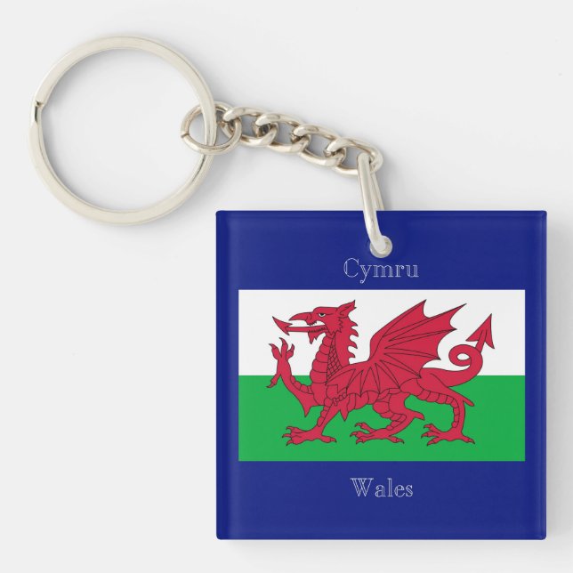 Die Flagge von Wales Schlüsselanhänger (Vorderseite)