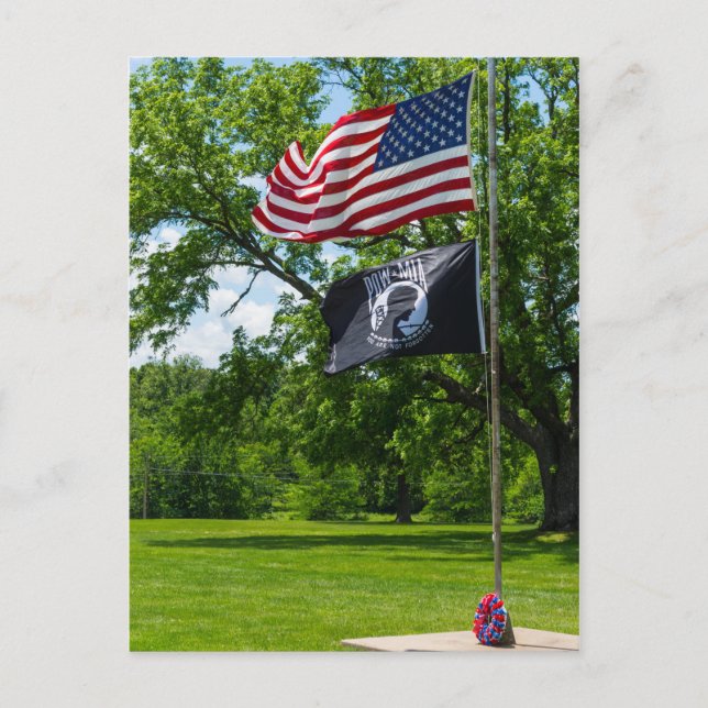 Die Flaggen Amerikas und des POS Postkarte (Vorderseite)