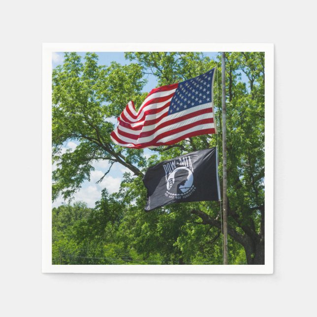 Die Flaggen Amerikas und des POS Serviette (Vorderseite)