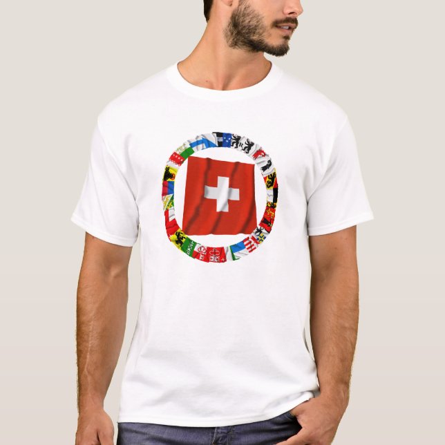 Die Flaggen der Bezirke von der Schweiz T-Shirt (Vorderseite)