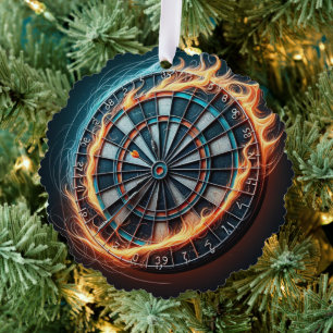 Die flammende Dart Arena entzündet die Leidenschaf Ornament Karte