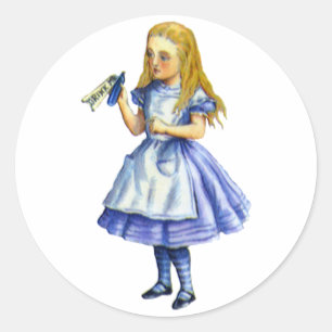 Die Flasche sagte Trink mich aus Alice im Wunderla Runder Aufkleber