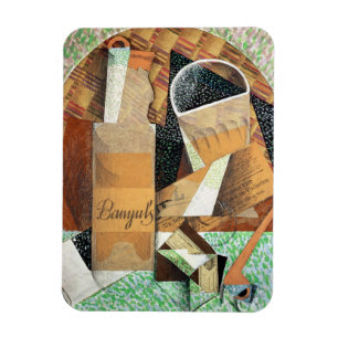 Die Flasche von Banyuls, 1914 (Gouache u. Collage) Magnet
