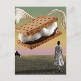 Die fliegende Schokoladencreme-Nachspeise Postkarte