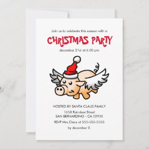 Die fliegende Weihnachtsschwein-Party-Einladung Einladung