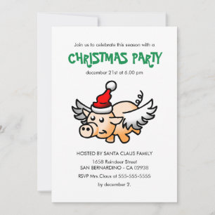 Die fliegende Weihnachtsschwein-Party-Einladung Einladung