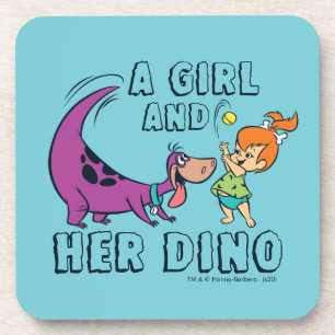 Die Flintstones   Pebbles & Dino spielen Ball Getränkeuntersetzer