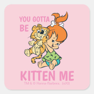 Die Flintstones   Pebbles & ihr Tiger Quadratischer Aufkleber