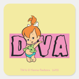Die Flintstones   Pebbles - Kleine Diva Quadratischer Aufkleber