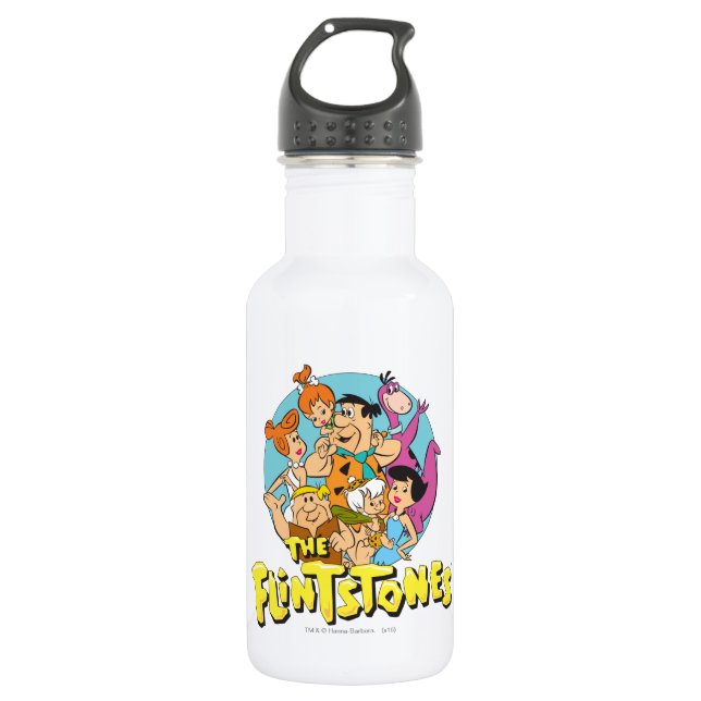 Die Flintstones und Rubbelfamilie Grafik Trinkflasche (Vorderseite)