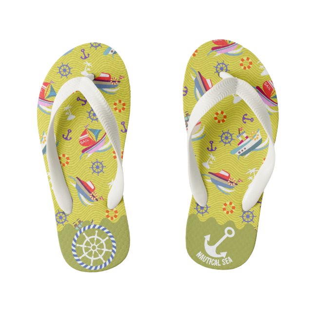 Die Flip Flops des Nautic Sea Lemon Green Kid (Fußbett)