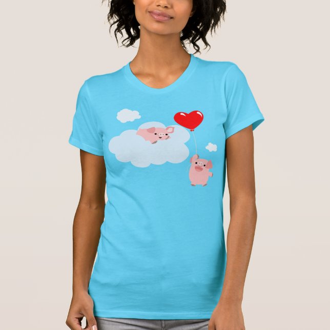 Die Flügel der Liebe (Cartoon Schweine) T - Shirt  (Vorderseite)